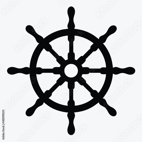 Ship Wheel Icon – Nautical Helm Steering Symbol PNG Vector