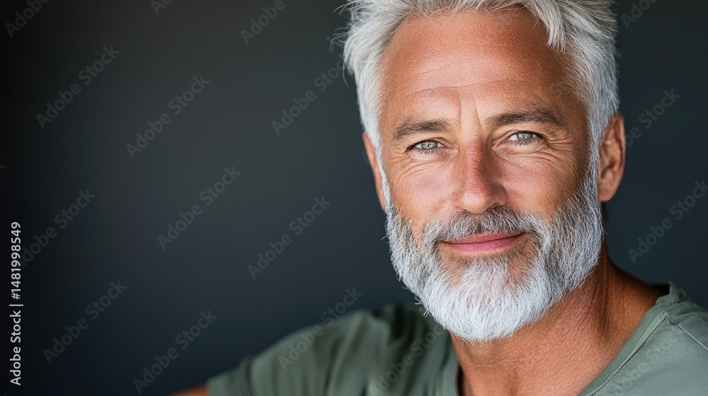 A senior man gazing into a mirror, smiling back at his youthful reflection. A senior man gazing into a mirror, smiling back at his youthful reflection.