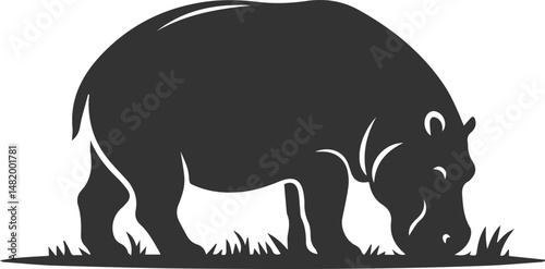 Big animal hippo vector silhouette isolated