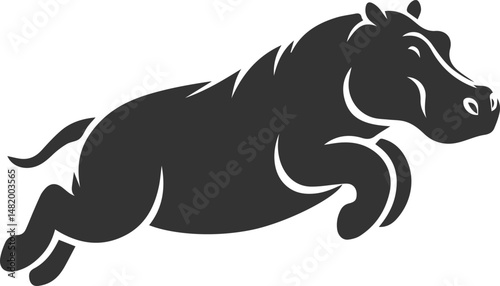 Big animal hippo vector silhouette isolated