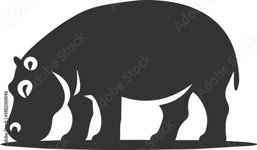 Big animal hippo vector silhouette isolated