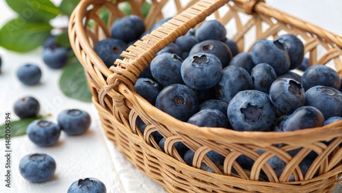 Wallpaper Mural Fresh Blueberries in Wicker Basket with Natural Lighting Studio Shot Torontodigital.ca