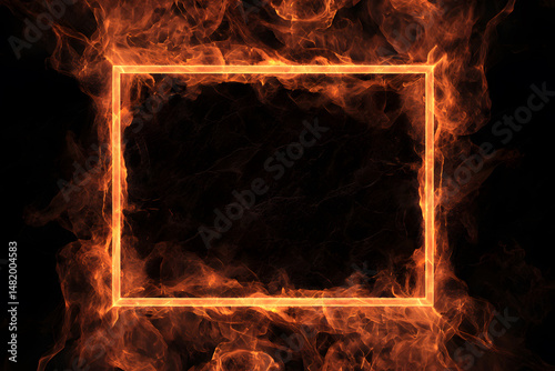 Frame with a fiery border with copy space for text or design elements