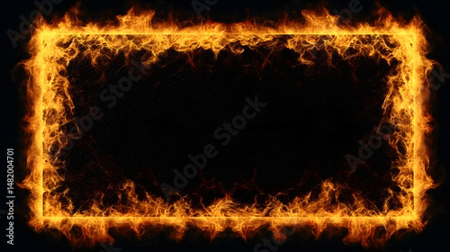 Frame with a fiery border with copy space for text or design elements