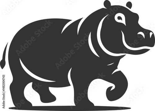Big animal hippo vector silhouette isolated