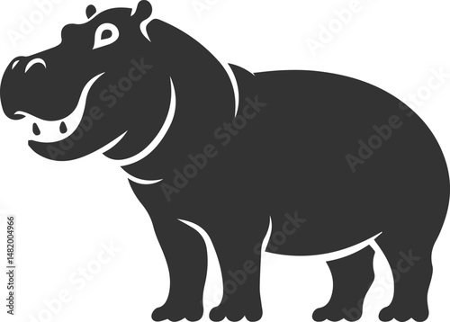 Big animal hippo vector silhouette isolated
