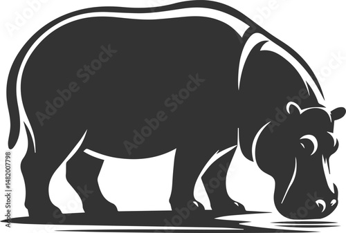 Big animal hippo vector silhouette isolated