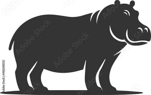 Big animal hippo vector silhouette isolated