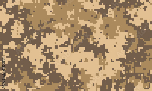 Abstract desert camouflage pattern.  Perfect for backgrounds, textiles, or militarythemed designs.  Digital pixelated texture offers a modern, versatile aesthetic.