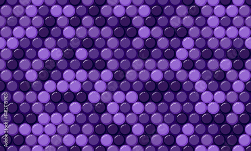 Abstract purple circle pattern.  Seamless texture of glossy spheres in gradient shades.  Perfect for backgrounds, website design, or textile prints. Evokes a sense of depth and sophisticated elegance.