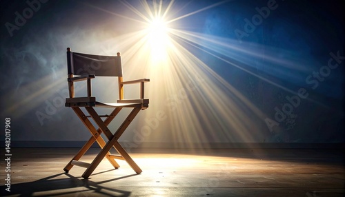 spotlight on stage with director chair