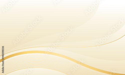 Abstract beige luxury wave background with gold lines. Elegant cream gradient design for beauty products, templates, banners, sales, awards, events, websites, pages and more