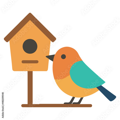 Birdhouses illustration, Colorful Garden Birdhouses vector, Colorful Gardening Clipart, Gardener design sublimation
