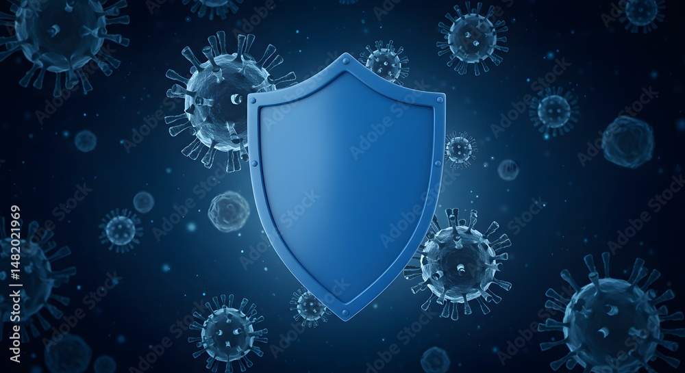 Fototapeta premium Shield protection against pathogens illustration