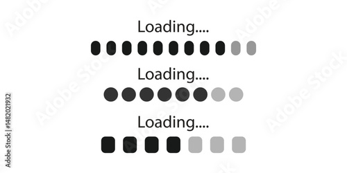 loading bar, progress icons. Load bar, buffer loader, status, download or upload icons. Horizontal Load Indicators. Loading status icon. progress loading bar icon.