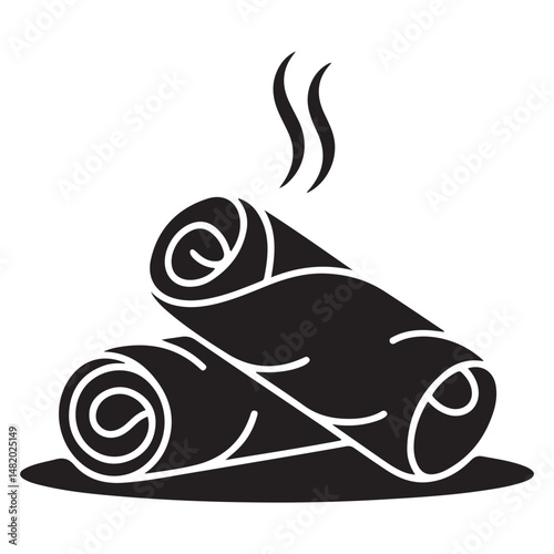 Two minimalist spring rolls, egg rolls, or cigars Vector black silhouette. with white background