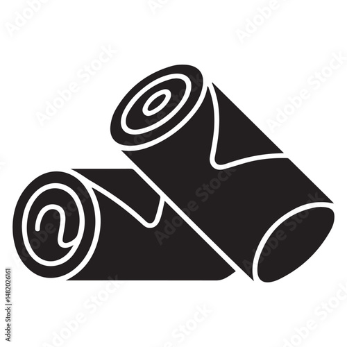 Two minimalist spring rolls, egg rolls, or cigars Vector black silhouette. with white background