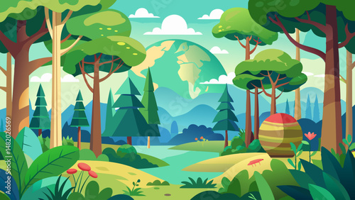 Majestic Landscape. Lush Forest. River. and Earth