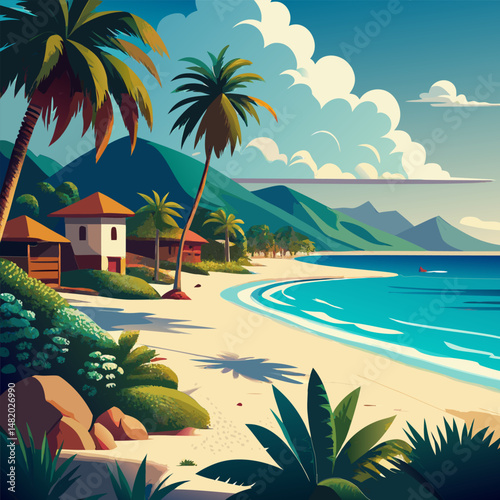 Tranquil Tropical Beach. Idyllic Island Escape