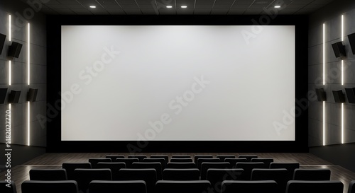 Empty Movie Theater with Large Screen and Comfortable Seating