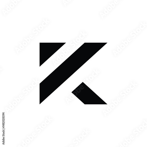 this picture is an abstract geometric design of a letter K in flat style that looks clean in black color on a white background