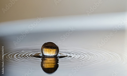 Wallpaper Mural Golden Water Drop Impact and Ripples on Still Surface Torontodigital.ca