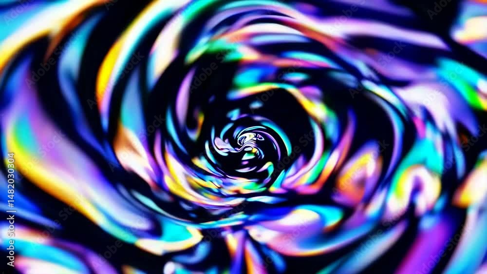 Colorful swirling abstract animation with vivid iridescent waves in psychedelic loop, vibrant and mesmerizing motion graphics concept Colorful swirling abstract animation with vivid iridescent waves in psychedelic loop, vibrant and mesmerizing motion graphics concept