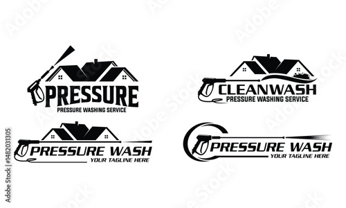 set of pressure car wash logo design vector template illustration