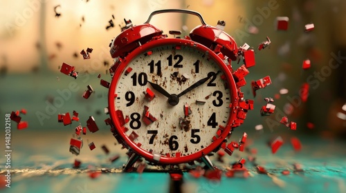 A surreal clock with all the numbers jumbled in a chaotic arrangement, melting into the background.