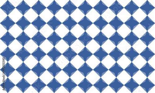 pattern with diamond flower two tone blue star flower asterisk pattern on white background as seamless repeat style replete image design for fabric printing, star diamond blue checkerboard