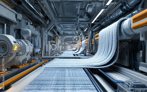 A high-tech manufacturing facility showcasing advanced machinery and automated processes in a modern production line.
