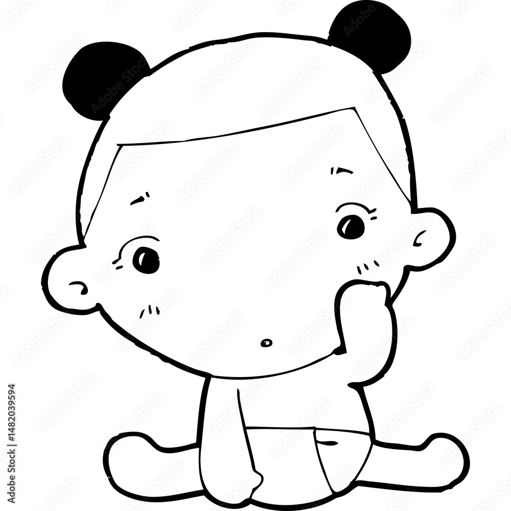 Fototapeta premium cute little thai kid doodle, Illustration cartoon element hand drawn style
