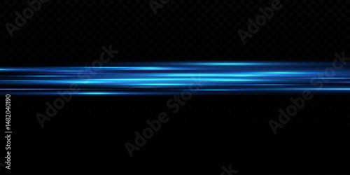 Cyan Glowing Neon Motion Lines and Light Blue Abstract Trails. Shine Effect with Starburst, Sunshine Beam, Glow Wave and Isolated Transparent Light Overlay for Futuristic or Tech Design