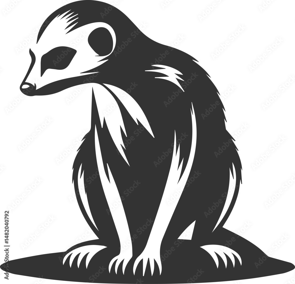 Fototapeta premium Cute animal meerkat vector isolated silhouette