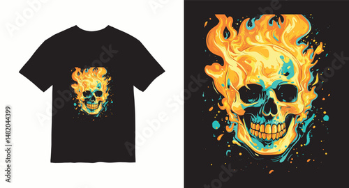 Graffiti skull graphic vector t-shirt design	