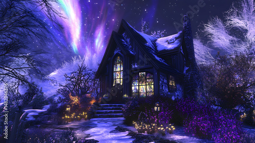 Aurora Cottage Northern Light Paint Polar E0296611 photo