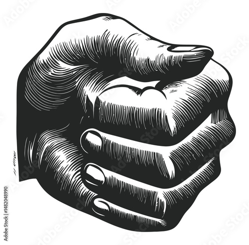 Hand Graphic Illustration Featuring a Strong Clenched Fist in Vectors
