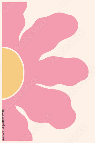 Abstract Boho floral wall decor framed hand drawn illustration