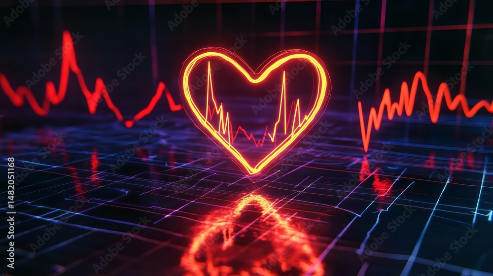 Neon Heartbeat Medical Technology Digital Art Abstract Background Red Orange Glowing Lines Graphic Design Healthcare Illustration Medical Innovation Neon Heartbeat Medical Technology Digital Art Abstract Background Red Orange Glowing Lines Graphic Design Healthcare Illustration Medical Innovation