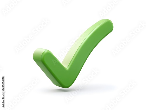 Green Check Mark Emoji in Realistic Style on Clean Background for Approval and Success Graphics