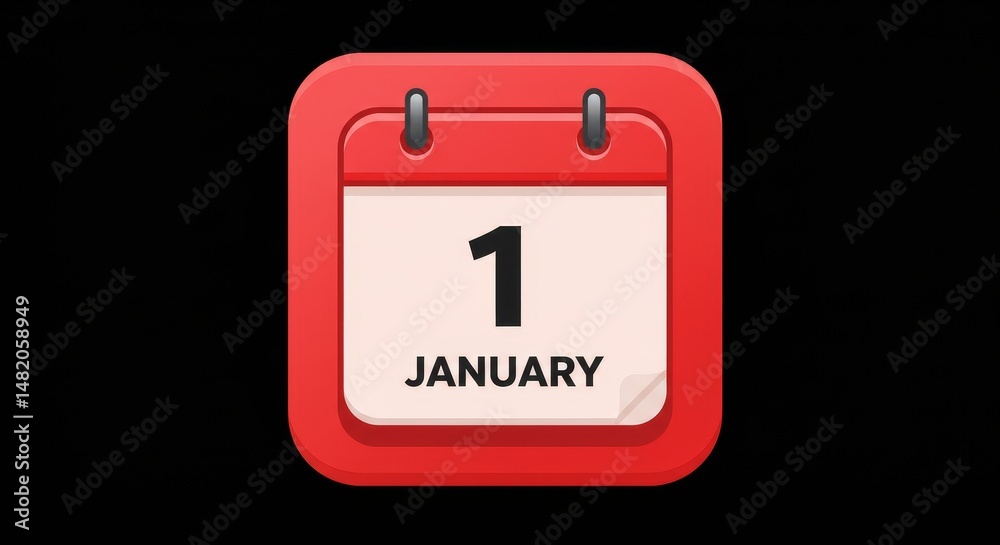 Illustration of January 1 Calendar Icon