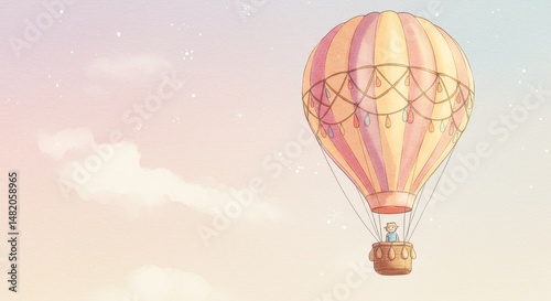 Wallpaper Mural Illustration of Hot Air Balloon in Pastel Sky Torontodigital.ca