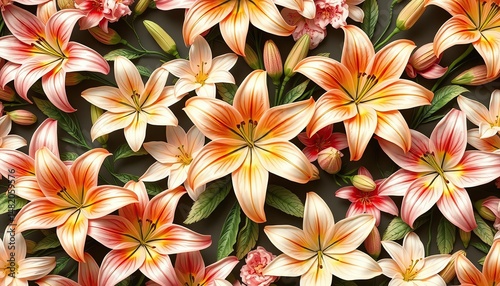 Stunning Orange and Peach Lilies Floral Arrangement Elegant Botanical Background Texture