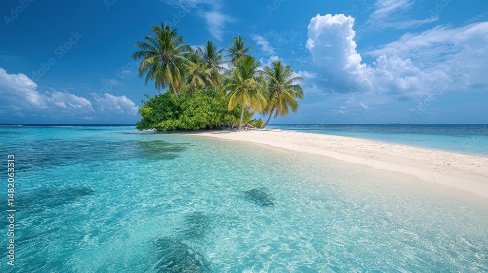 Fototapeta premium Tropical island paradise with pristine beach and clear blue waters