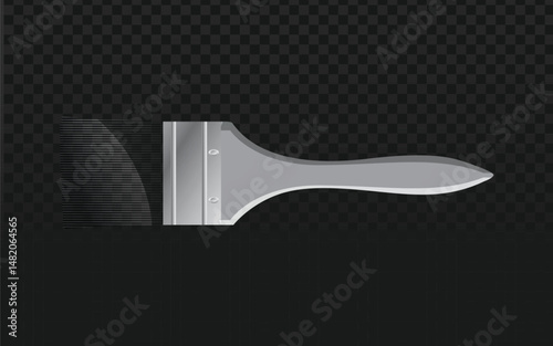 Realistic vector graphic of a paint scraper or spackle knife. Isolated hand tool object perfect for construction, repair, painting, DIY, or industrial design projects. Transparent background.