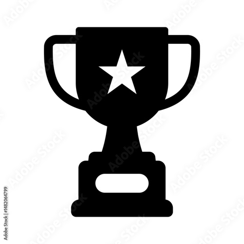 Trophy cup with star icon, winner cup, victory cup icon.