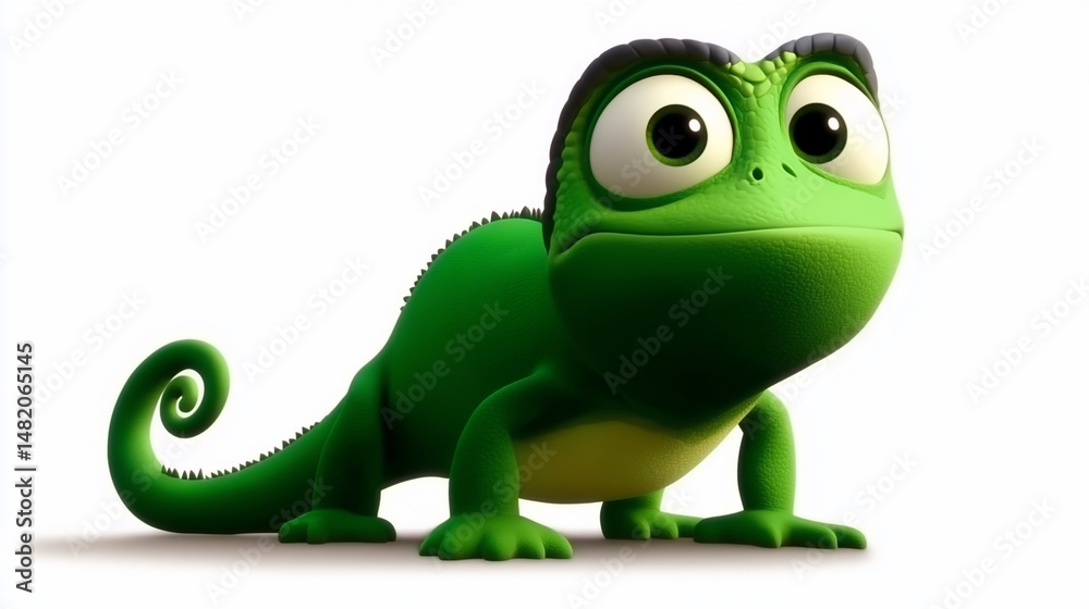 Fototapeta premium Cartoon Chameleon, curious look