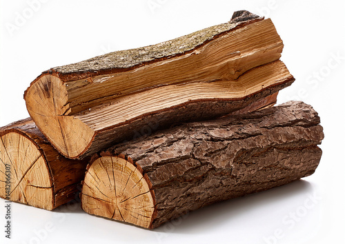 Three logs of wood stacked on top of each other