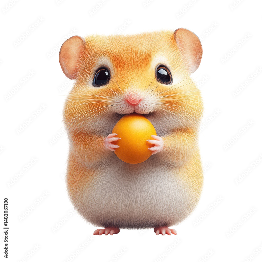 A whimsical hamster holding a golden orb its eyes sparkling with playful on transparent background