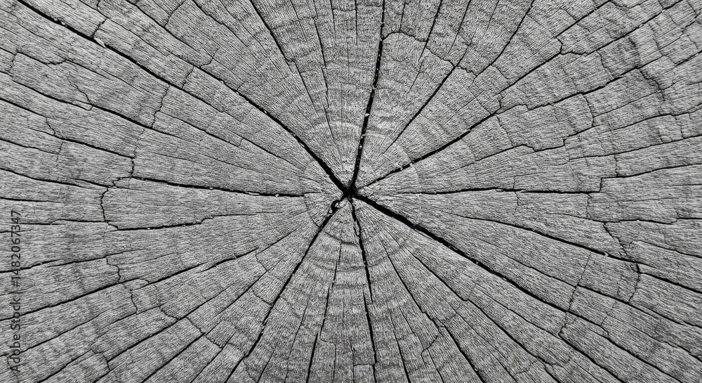 Fototapeta premium Monochrome Photo of Tree Trunk Cross Section